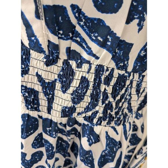 Girl Soul Dress Women's 3X Abstract Blue White Print Western Fit & Flare Midi - Picture 4 of 12